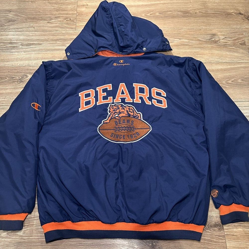 Vintage‎ Champion Mens NFL Chicago Bears Puffer Hoodie Jacket XL
